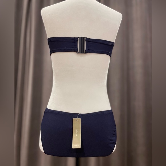 J.Crew navy blue back cutout strapless swimsuit - Picture 3 of 12